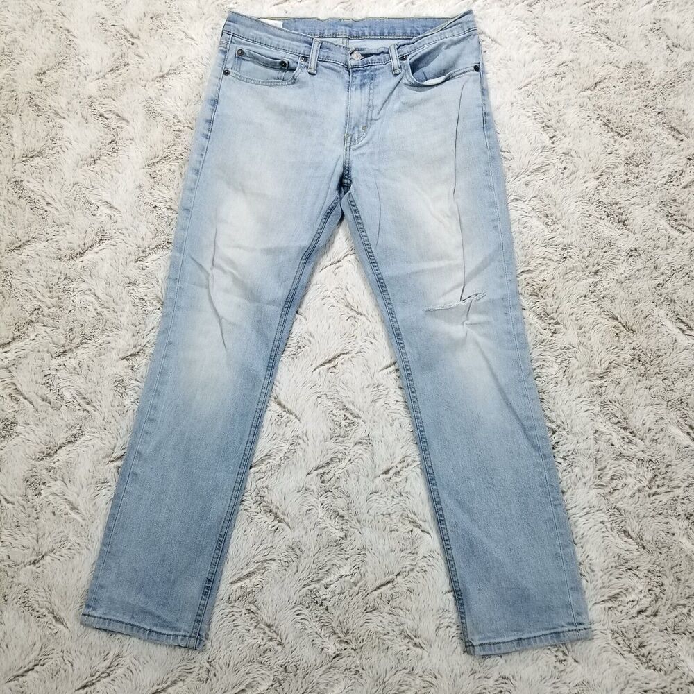 Levis Jeans Mens 32×30 511 Blue Slim Straight Light Wash Denim